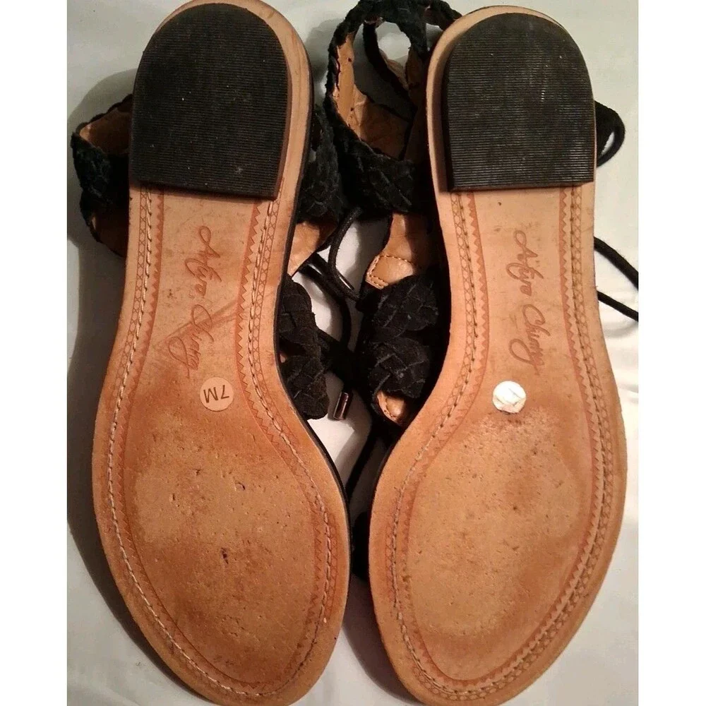 Arturo Chiang Women's black braided suede Leather Sandals   Size‎ 7M